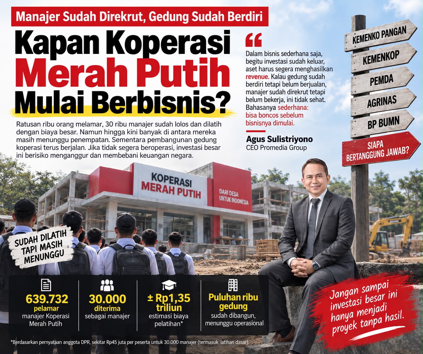 Manajer Sudah Direkrut, Gedung Sudah Dibangun, Kapan Kopdes Merah Putih Mulai Berbisnis?