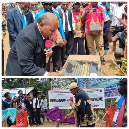 Lapangan Terbang Nipsan Diresmikan, Ditandai Penandatangan Prasasti dan Pengguntingan Pita  oleh Bupati Yalimo